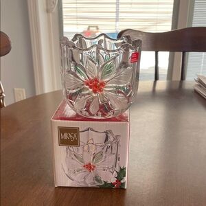 Mikasa Holiday Bloom Votive Candle Holder with Red Floral Design